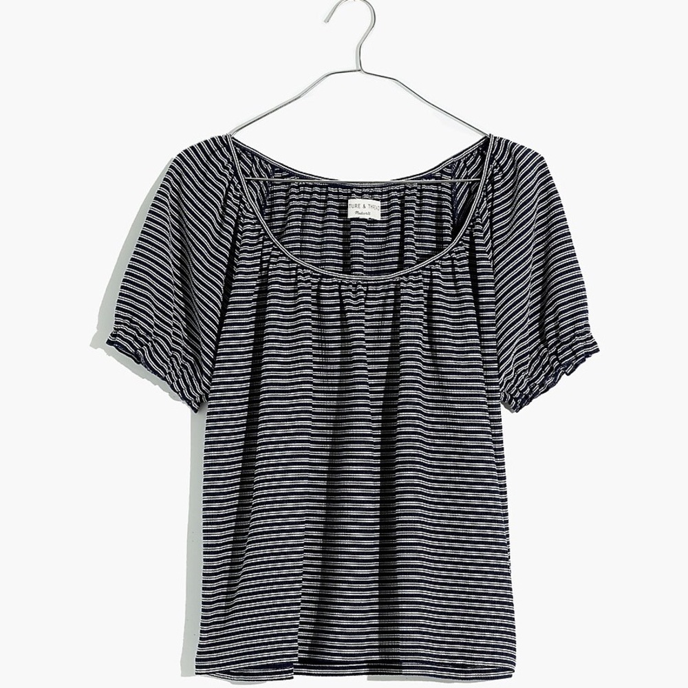 Madewell Black and White Flutter Sleeve Blouse